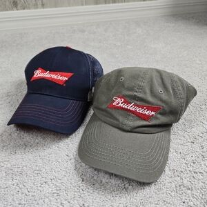 Lot 2 Budweiser Hats Adjustable Trucker Cap American Flag Beer Party Outdoor
